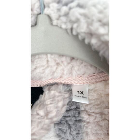 Bumblebella by Jill Martin Womens Plaid Sherpa Open Cascading Front Cardigan 1X - Picture 7 of 11